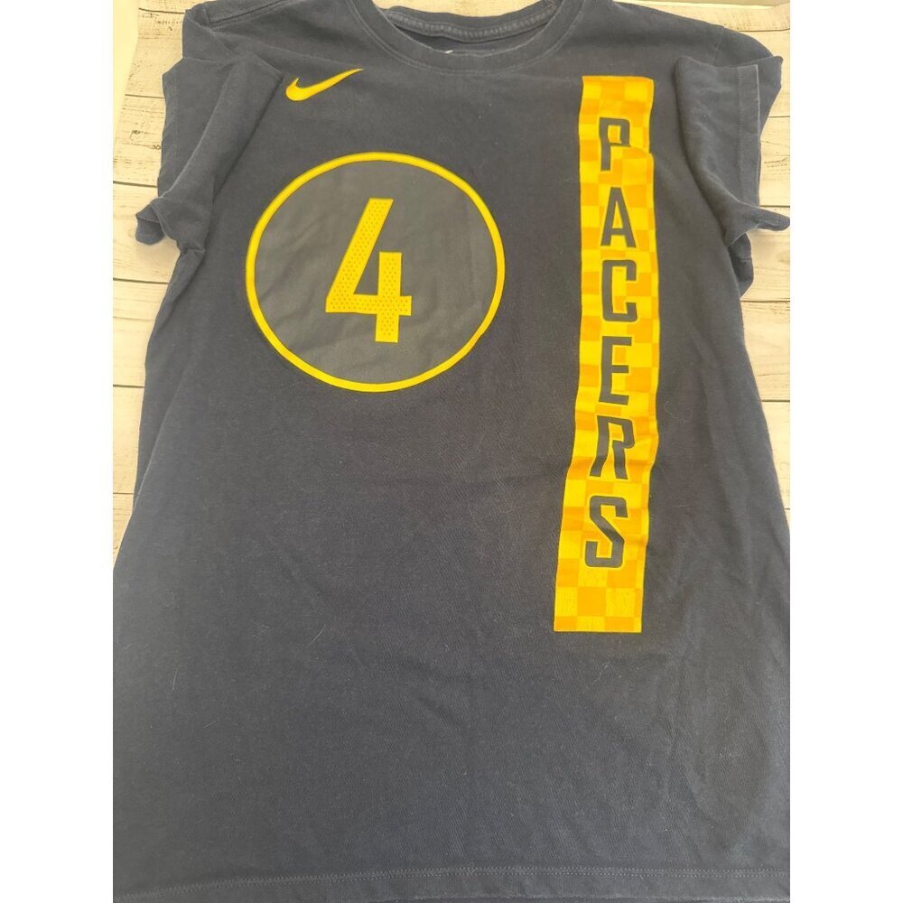 Nike Pacers Victor Oladipo #4 Basketball T-Shirt Med. Athletic Fit Dri-Fit VGUC
